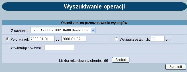 Uwaga! Jeśli podczas określania zakresu wyciągów zostanie zaznaczony parametr Pomiń szczegółowe dane na temat obrotów wówczas kolumna Obciążenia i Uznania nie będzie zawierała danych.