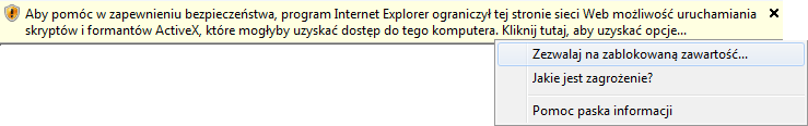 tech Uwaga! Internet Explorer w niektórych przypadkach ogranicza możliwość uruchomienia skryptów i formatów ActivX które są niezbędne do wyświetlania danych pobranych z modułu.