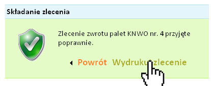 Na stronie nowego zlecenia znajduje się: 1. wykaz adresów kontaktowych 2. data dostępności palet 3. lista miejsc (automatycznie uzupełniana po wpisaniu nowego miejsca) 4.