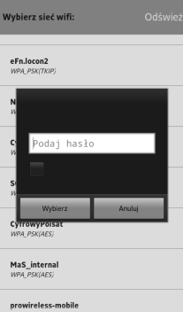 Podłączanie kamery do sieci WIFI Wybierz swoją sieć, wpisz hasło i postępuj zgodnie z