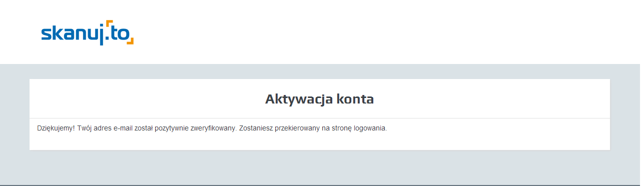 8) Konto zostało aktywowane, po chwili przejdzie do okienka logowania.