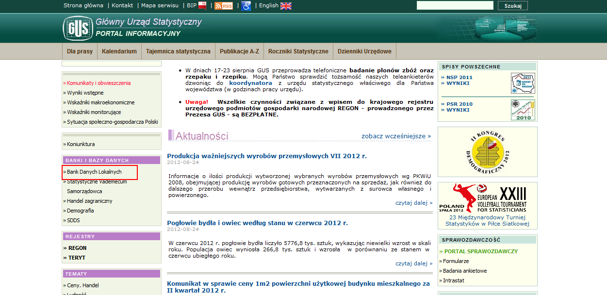 BANK DANYCH LOKALNYCH Podstawowe informacje dotyczące Banku Danych Lokalnych Jest największym w Polsce uporządkowanym zbiorem informacji o sytuacji społecznogospodarczej, demograficznej, oraz stanie