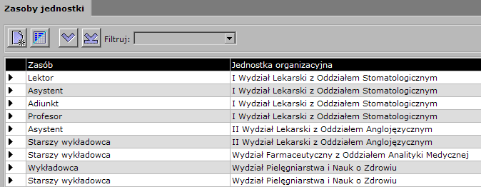 W zależności od typu zasobu jaki chcemy zapisać, z dostępnych opcji możemy wybrać salę