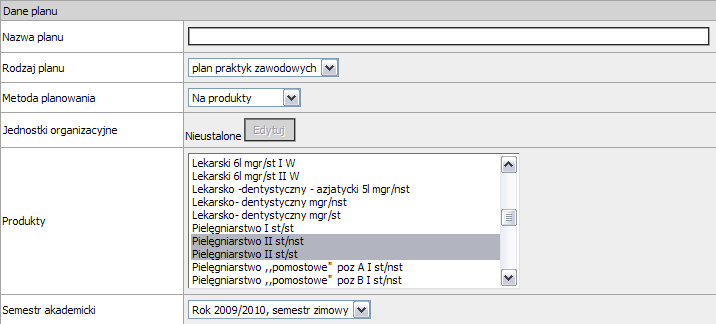 generowania pokażą się zajęcia w obrębie produktów na danym wydziale. Oznacza to też zastosowanie tego samego schematu planowania zajęć dla wszystkich. 3.2.