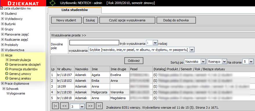 12 [-->NOWE<--] AKCJE Akcje -> Generowanie umów. Przebudowie został poddany cały przebieg procesu generowania umów.
