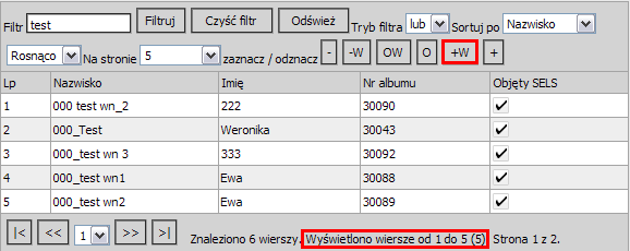 Oznacza to że dane wskazanych na liście studentów zostaną umieszczone w pliku, który następnie zostanie zaimportowany do SELS.