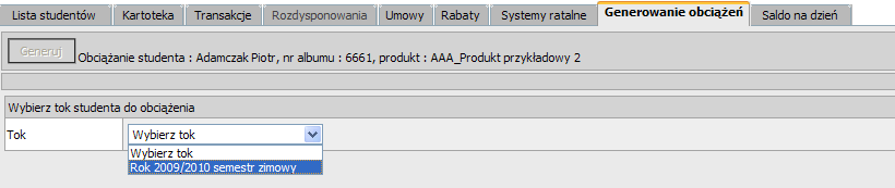 , gdy student nie został obciążony opłatą objętą systemem ratalnym) lub dodać i aktywować następne. Aby zmienić studentowi system ratalny: 1.