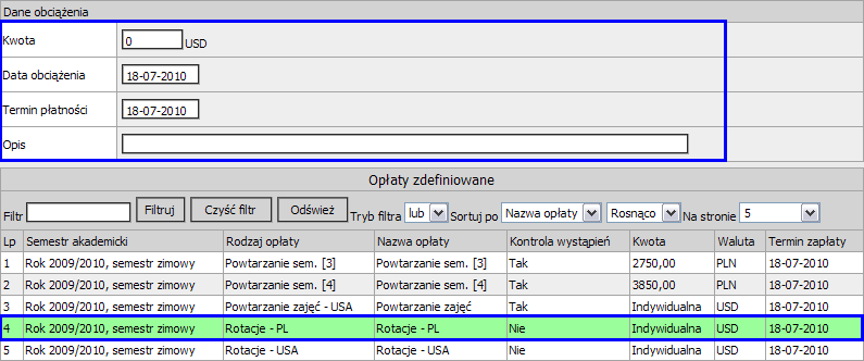 3. Określamy datę obciążenia i termin płatności. 4. Określamy wysokość rabatu indywidualnego jeśli występuje; 5. Generujemy obciążenie naciskamy w tym celu przycisk [Generuj].
