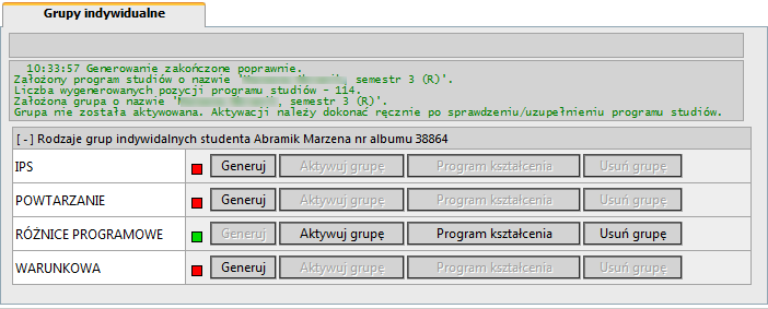 3.4.2 Generowanie grupy Różnice programowe Tak jak powiedzieliśmy na wstępie generowanie grupy Różnice programowe przebiega inaczej niż pozostałych rodzajów grup.