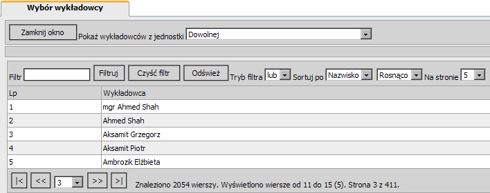 5.2 Lista protokołów Przechodzimy teraz do listy protokołów (Protokoły -> Lista protokołów).