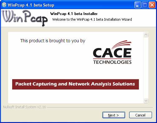 Jeżeli nie ma potrzeby instalacji Wpcap, przejdź