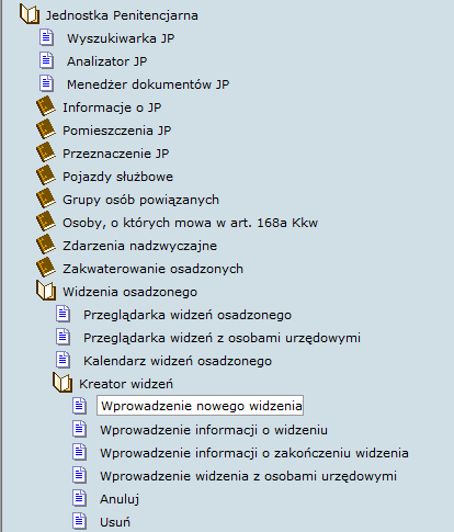 1.4.1.2 TYMCZASOWO ARESZTOWANY Aby wprowadzid informację o widzeniu oczekującym do realizacji dla tymczasowo aresztowanego należy: 1.