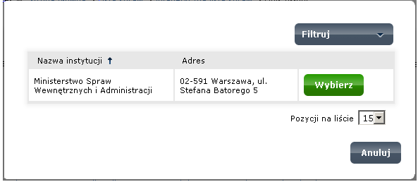 Krok 4. Na formatce z opisem sprawy wskaŝ urząd, do którego chcesz przesłać dokument.