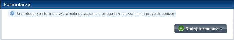 Rysunek 44. Dodawanie opłat przez epuap Krok 10. W sekcji Formularze (Rysunek 45), w celu dodania formularza powiązanego z kartą usługi, naciśnij przycisk Dodaj formularz. Rysunek 45.
