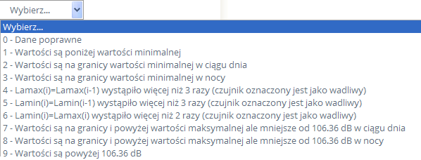 Objaśnienia dotyczące statusów znajdują się pod tabelą. Rys.