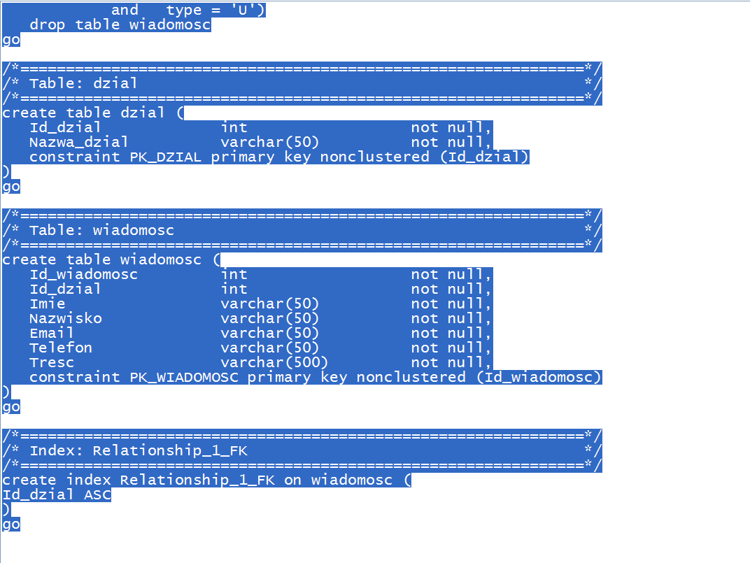 następnie w naszym skrypcie Ctrl+A