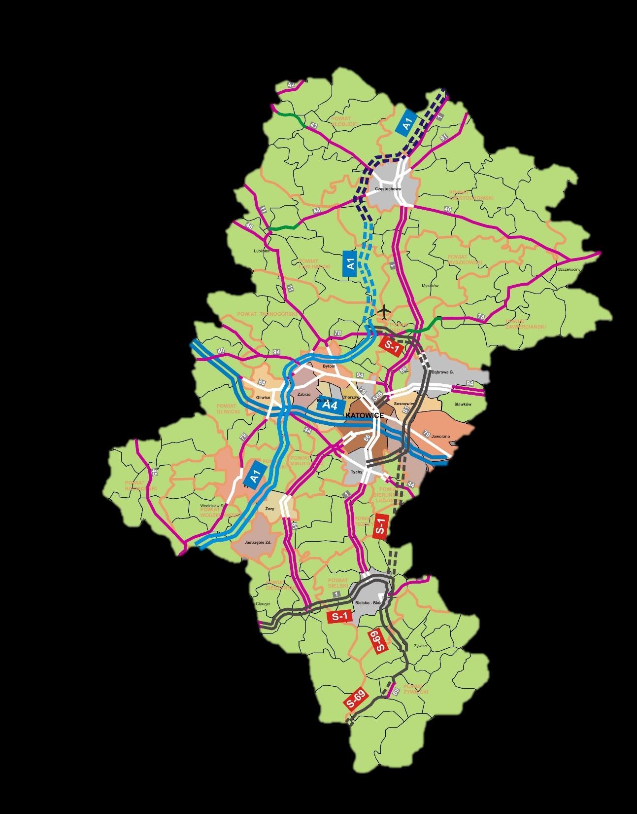 Odcinki zrealizowane A-1 odc. Pyrzowice Piekary Śląskie (czerwiec 2012, dł. 16,1 km) zrealizowany 2 103 773,0 tys. zł. A-1 odc. Piekary Śląskie Zabrze Północ (czerwiec/wrzesień 2012, dł.