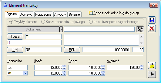 Rys. 8.8 Element transakcji FAI, zakładka: Ogólne.