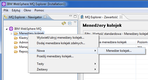 2. Tworzenie kolejek Aby rozpocząć pracę z kolejkami w pierwszej kolejności należy stworzyć menadżera naszej kolejki i pierwszą kolejkę.