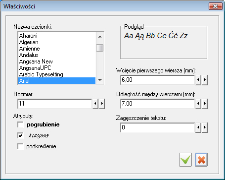 22 Materiały dla użytkownika Rysunek 24. Okno, w którym można zmieniad właściwości pól 8. Ustaw nowe parametry czcionki, np.