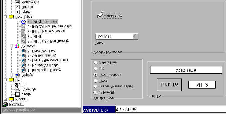 Panel operatorski: Wprowadzanie parametrów MI 2. Zmienną MI 2 zdefiniujemy po napisaniu programu drabinkowego obsługującego czas konserwacji.