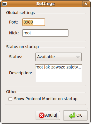 Historia okna rozmowy jest pamiętana przez cały czas pracy aplikacji, zamknięcie i ponowne otwarcie okna nie ma na nią żadnego wpływu.