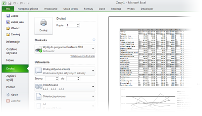 Gdzie jest podgląd wydruku? W programie Excel 2010 podgląd wydruku nie jest już wyświetlany w osobnym oknie.