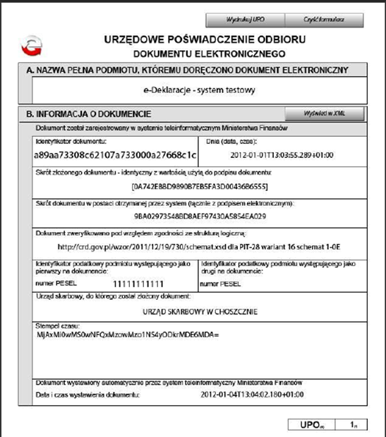 3. FOB - Formalna Obsługa Beneficjenta 3.1 Dodano wydruk UPO pobieranego z systemu e-deklaracje.