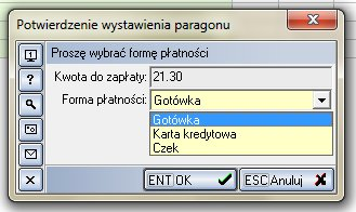 DRUKOWANIE PARAGONÓW Aby drukować paragony należy upewnić się, że jest otwarty raport kasowy (moduł KASA -> zakładka Kasa -> przycisk [CF2 Otwórz] )