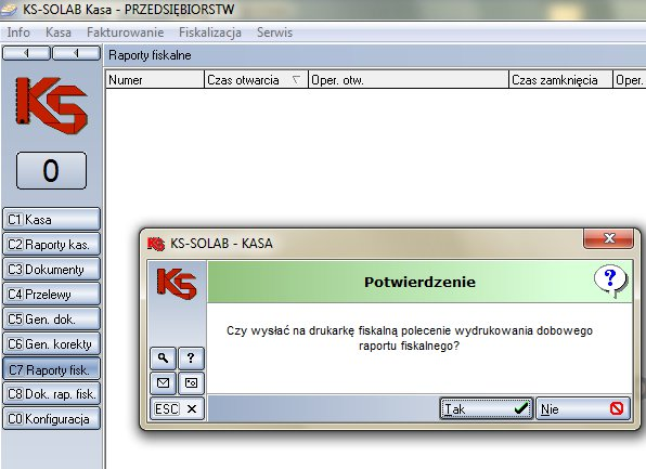 TWORZENIE RAPORTU DOBOWEGO System KS-Solab umożliwia wysłanie do drukarki polecenia stworzenia raportu dobowego.