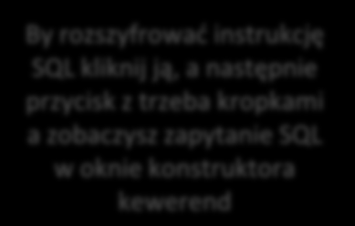 Możliwości definiowania źródła formularza Formanty obliczeniowe Definiowanie źródła metodą adhoc By rozszyfrowad instrukcję SQL kliknij ją, a następnie przycisk z trzeba kropkami a