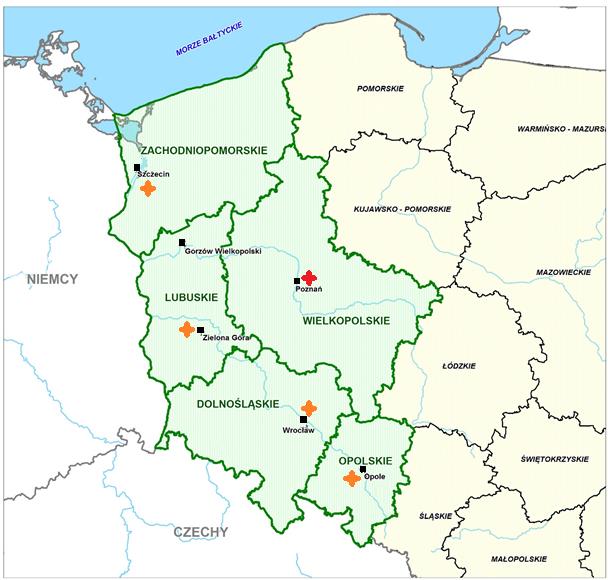 Lokalizacja projektu BUDOWA OŚRODKA PROTONOTERAPII Poznań, woj. wielkopolskie ZAKUP SPECJALISTYCZNEJ APARATURY woj. wielkopolskie (Poznań), woj. lubuskie (Zielona Góra), woj.