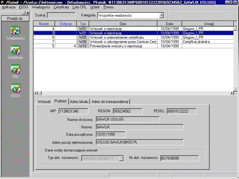 8 Początki luty 1999 uruchomienie kanału przekazu elektronicznego Program Płatnik Teletransmisja Oddzielna aplikacja do komunikacji elektronicznej z ZUS Obsługa procesu