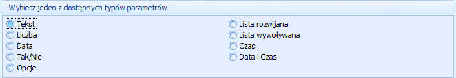 Pojawi się kreator, który poprowadzi nas przez kolejne kroki, w których: wskazujemy nazwę parametru, której użyjemy potem w zapytaniu (np.