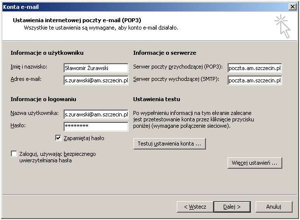 Microsoft Outlook 2003 Z menu [Narzędzia+ wybrad *Konta e-mail +. Pokaże się okno z listą skonfigurowanych kont pocztowych.