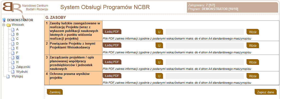 G ZASOBY G.1. Zasoby ludzkie zaangażowane w realizację Projektu (wraz z wykazem publikacji naukowych istotnych z punktu widzenia realizacji projektu) (PDF. maks.