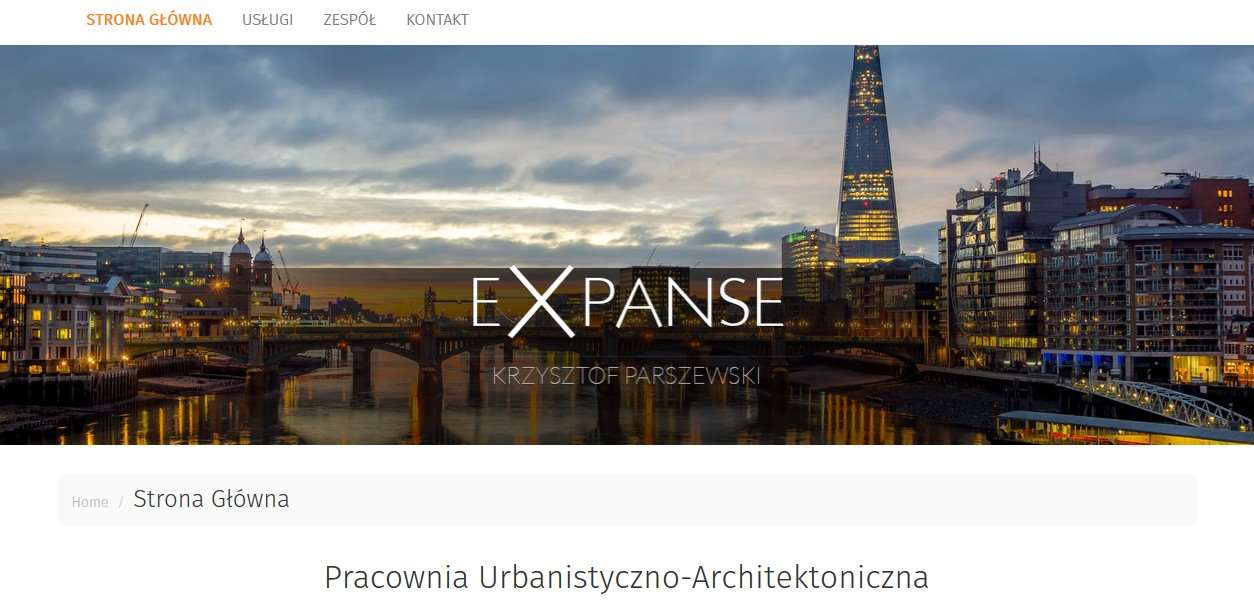 Strona wizytówka dla pracowni urbanistyczno-architektonicznej. Klient zdobywa kontrakty poprzez przetargi, a stronę swojej pracowni traktuje jedynie jako internetową wizytówkę.
