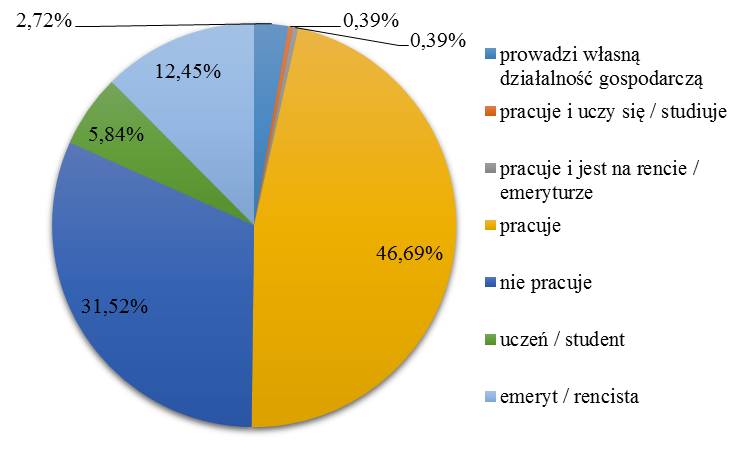 Wykres 15 Podział ankietowanych ze względu na poziom wykształcenia Źródło: opracowanie własne Wśród ankietowanych, 39,22% osób posiadało wykształcenie zasadnicze zawodowe.