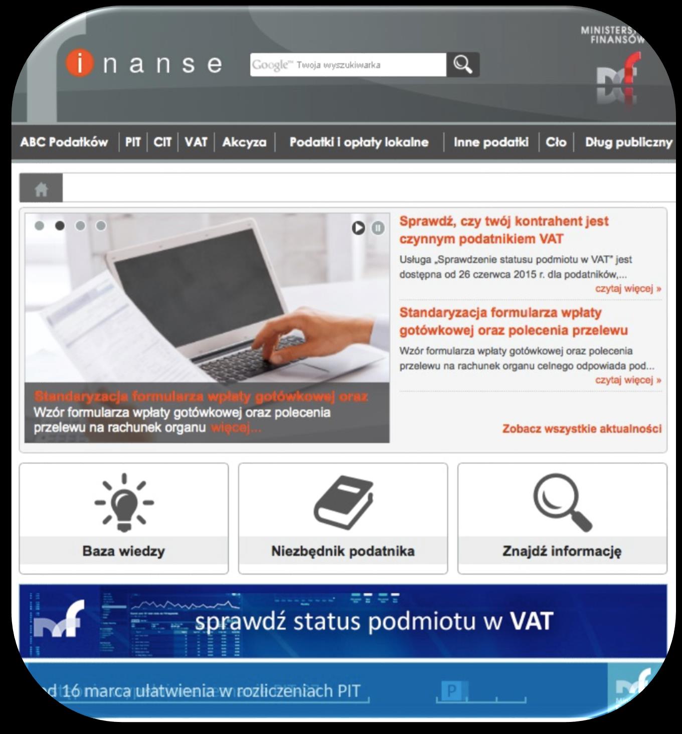 1. Po wejściu na portal podatkowy znajdujący się pod adresem www.