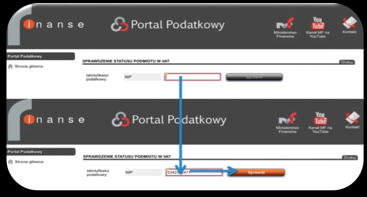 Komunikat, który zobaczymy na Portalu: Podmiot o podanym numerze NIP nie jest zarejestrowany jako podatnik VAT.