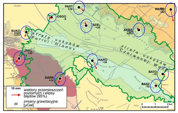 Pomiary satelitarne i grawimetryczne (I, IV segment) w sieci PNGS, w okresie 2008-2010 realizowano w cyklu rocznym.