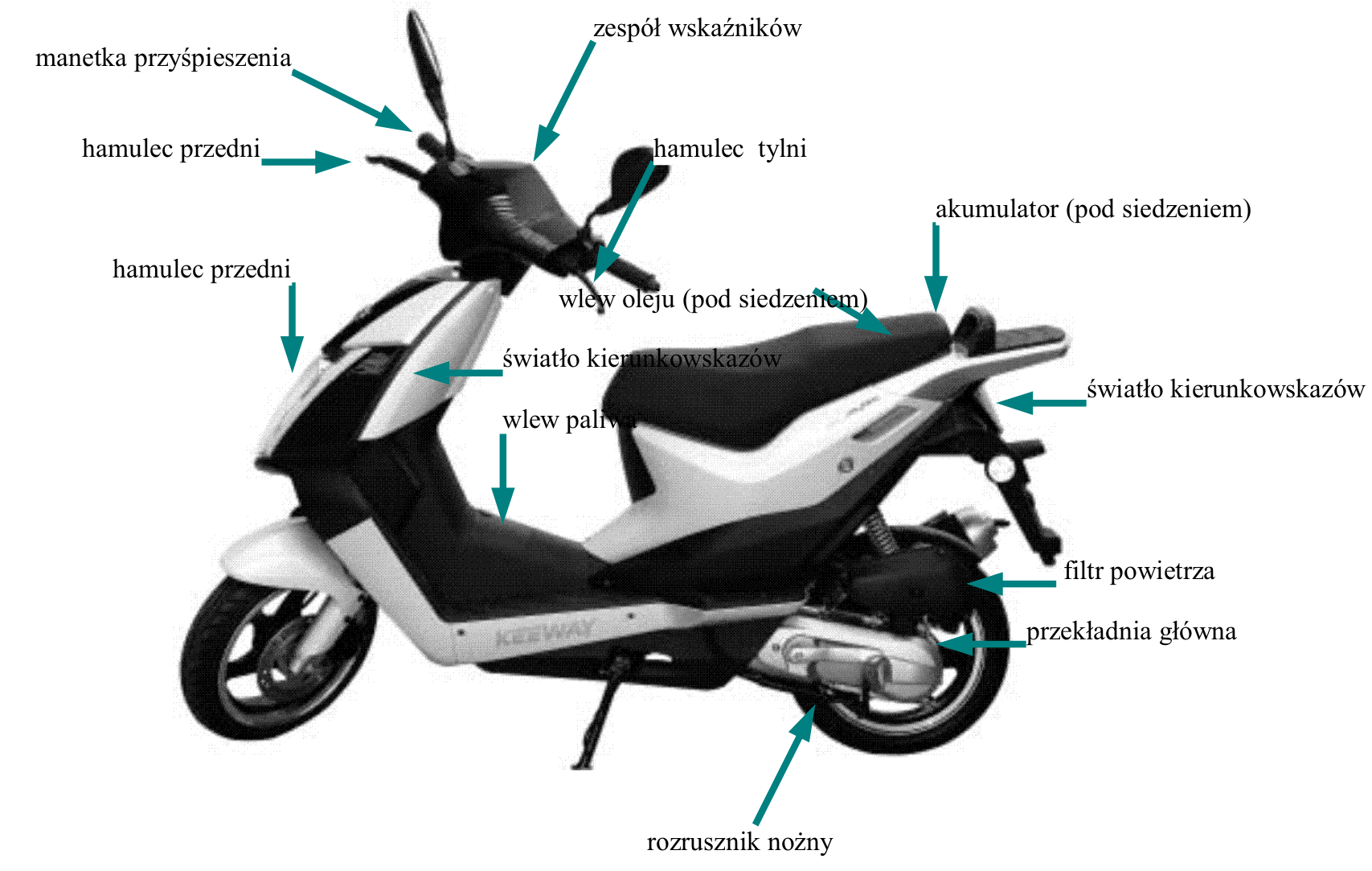 Codziennie sprawdzaj System hamulcowy - kontrola dźwigni i działania systemu hamulcowego Opona - optymalne ciśnienie - uszkodzenie - nienaturalne zużycie - głębokość bieżnika Silnik - poziom oleju do