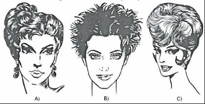 17. Z przedstawionych poniżej różnych form fryzur wybierz najbardziej korzystną dla wysokiej, szczupłej kobiety. 18. Wskaż współczesną linię fryzury. 19.