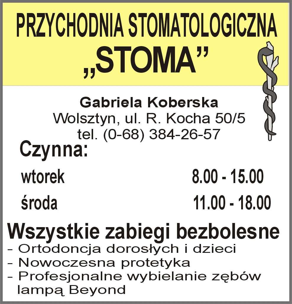 str. 42 G³os Wolsztyñski SPECJALISTYCZNA PRAKTYKA LEKARSKA KARDIOLOGIA, CHOROBY WEWNÊTRZNE lek. med. Izabela Katyñska, dr n. med. S³awomir Katarzyñski Gabinet czynny w soboty od godziny 9.
