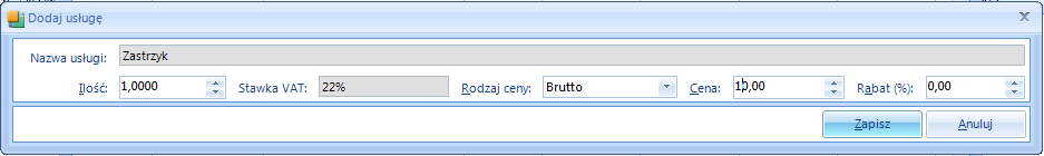 Wybór pacjenta odbywa się kliknięciem w przycisk Wybierz pacjenta. Wyświetlona formatka pozwala wyszukać istniejącego pacjenta lub utworzyć nowego.