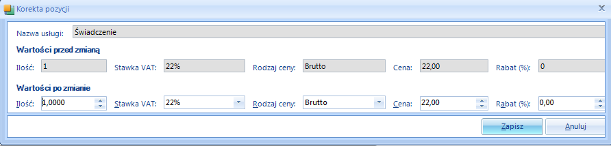 4.1.3. Odbiorca Dane odbiorcy zostają uzupełnione danymi kontrahenta/pacjenta wybranego podczas tworzenia faktury pierwotnej. Istnieje możliwość edycji wszystkich danych adresowych oraz kontaktowych.