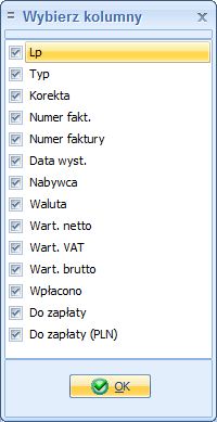 Jeśli opcja Uzupełniaj numery faktur znakami wiodącymi