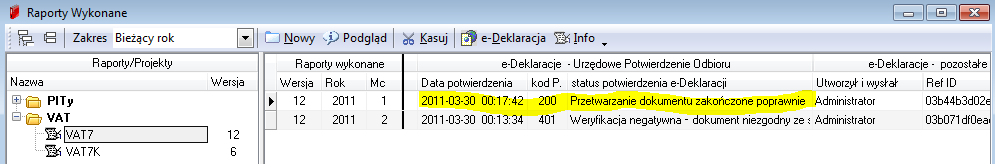 Rysunek 26. Widok deklaracji VAT-7 w kreatorze przekazu do e-deklaracje.