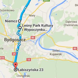 II DZIEŃ: LIPINKI - BRZOZA (86,6 KM) suma podjazdów 215 m, suma zjazdów 212 m Lipinki Miedzno Drzycim Dąbrówka Plewno Gawroniec Różanna Pruszcz Kotomierz Żołędowo Niemcz Myślęcinek Bydgoszcz Brzoza I