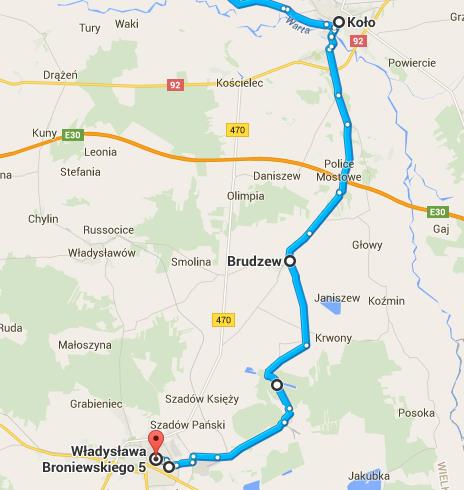 IV DZIEŃ: ŚLESIN - TUREK (69,9 KM) suma podjazdów 138 m, suma zjazdów 115 m I postój w Licheniu przy bazylice, z Lichenia kierujemy się na Stefanowo, za miejscowością Gać skręcamy w prawo na Jabłków,